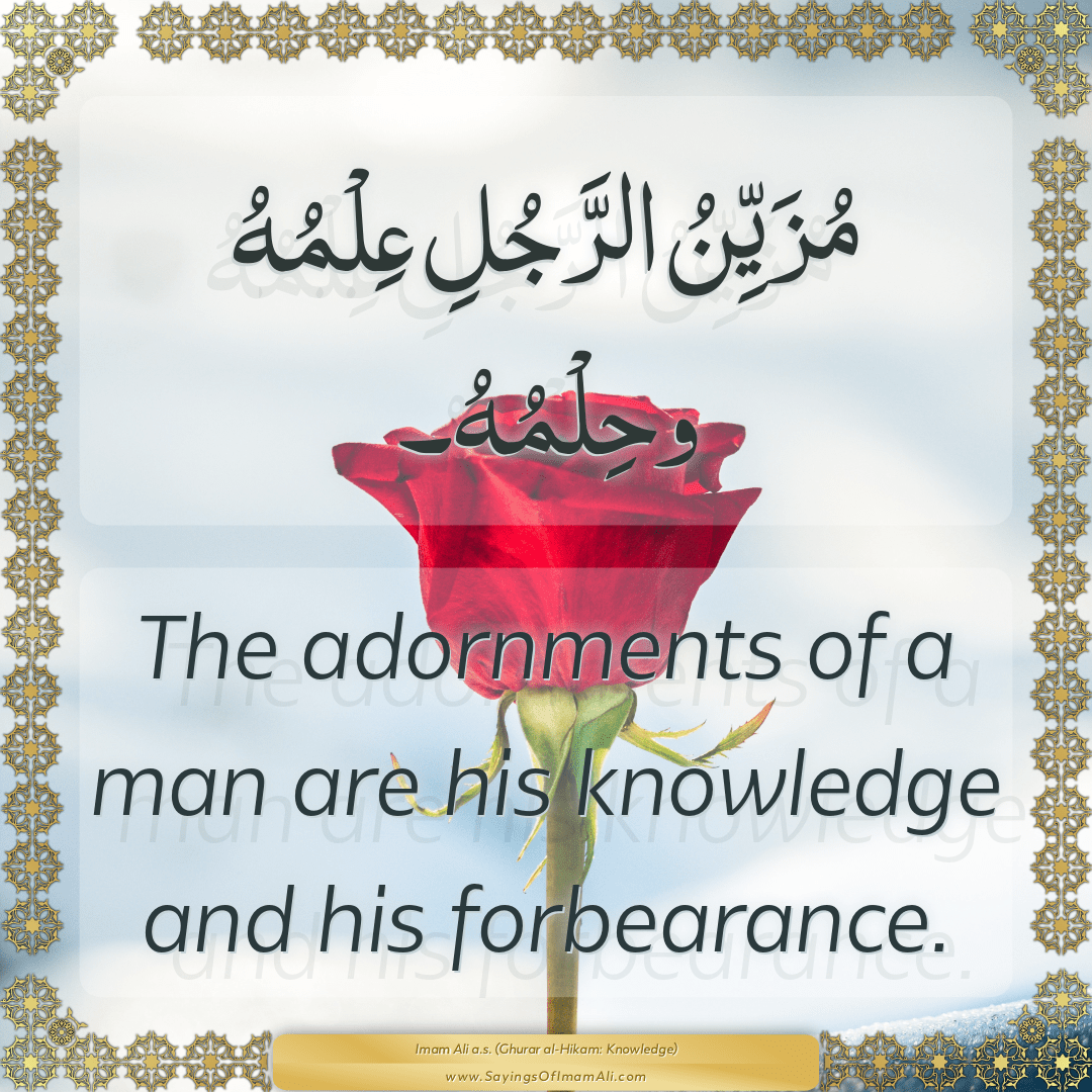 The adornments of a man are his knowledge and his forbearance.